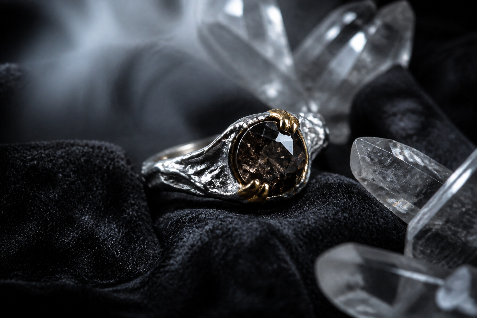 Smoky quartz cocktail ring